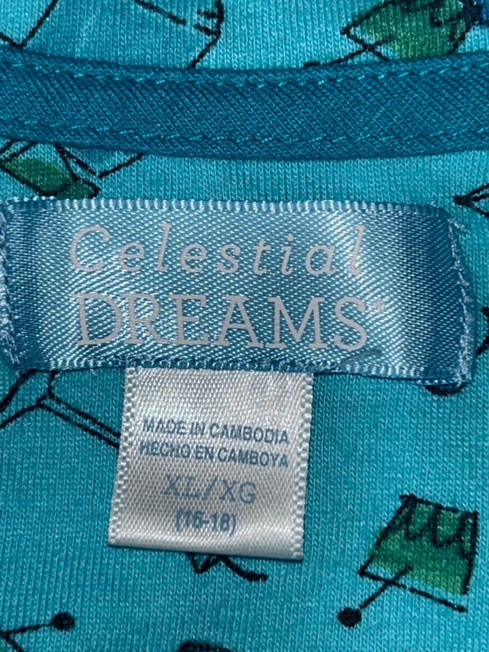 Celestial Dreams Martini Pajama Set XL Blue NWOT PJ Summer Lounge Sleeveless - Picture 5 of 16